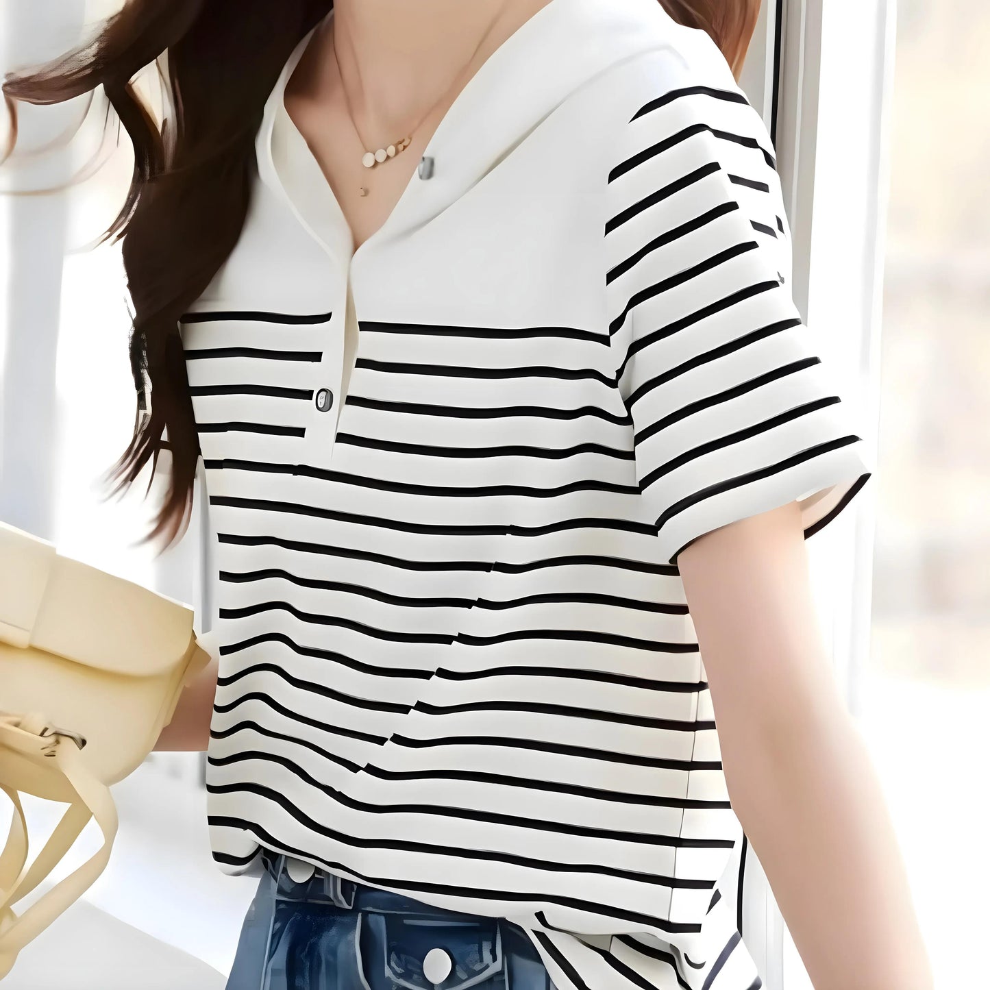 Aline Stripe Collar T-Shirt