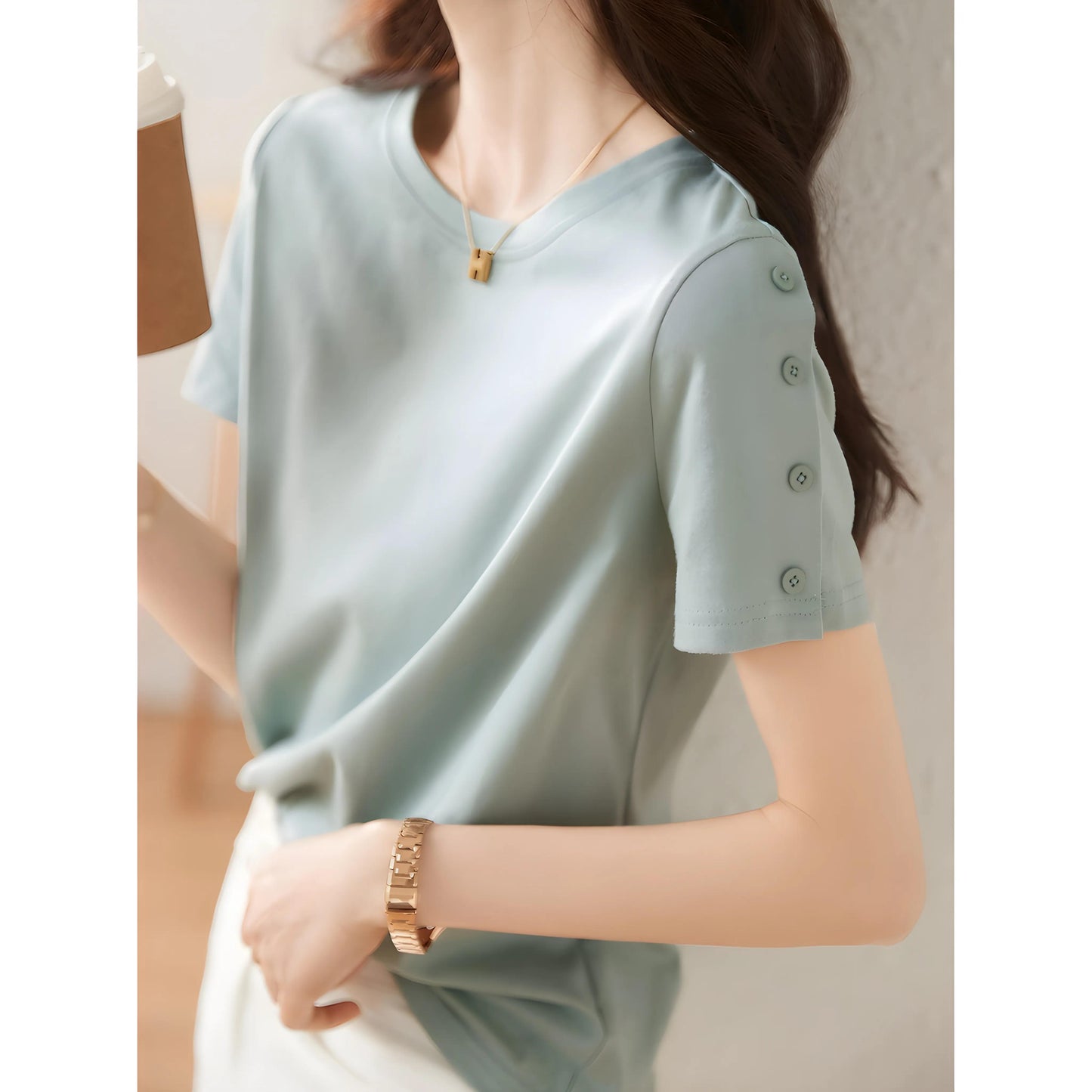 Ayla Side Button Tencel T-Shirt