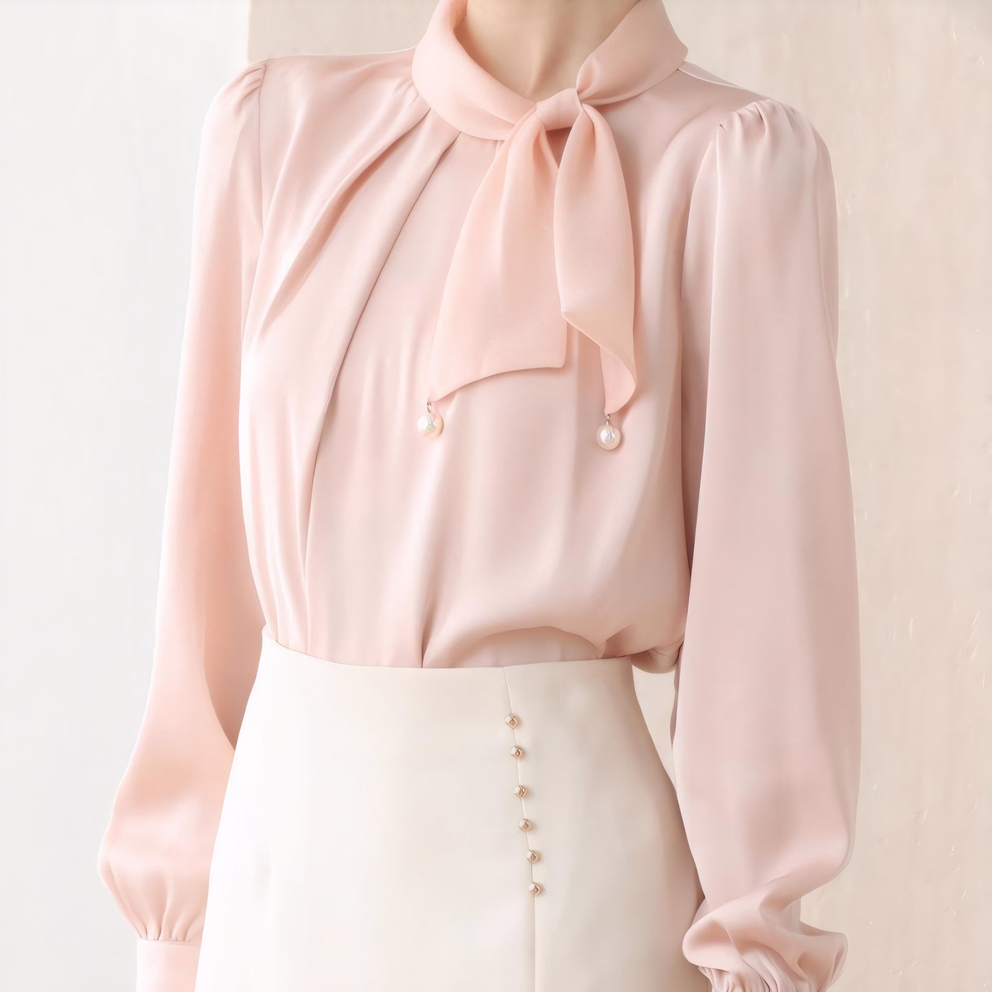 Blush Tie Pearl Blouse