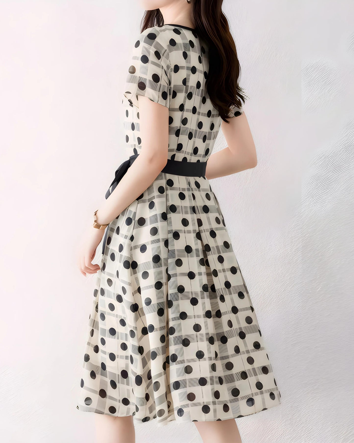 Noelle Sheer Dot Flare Dress