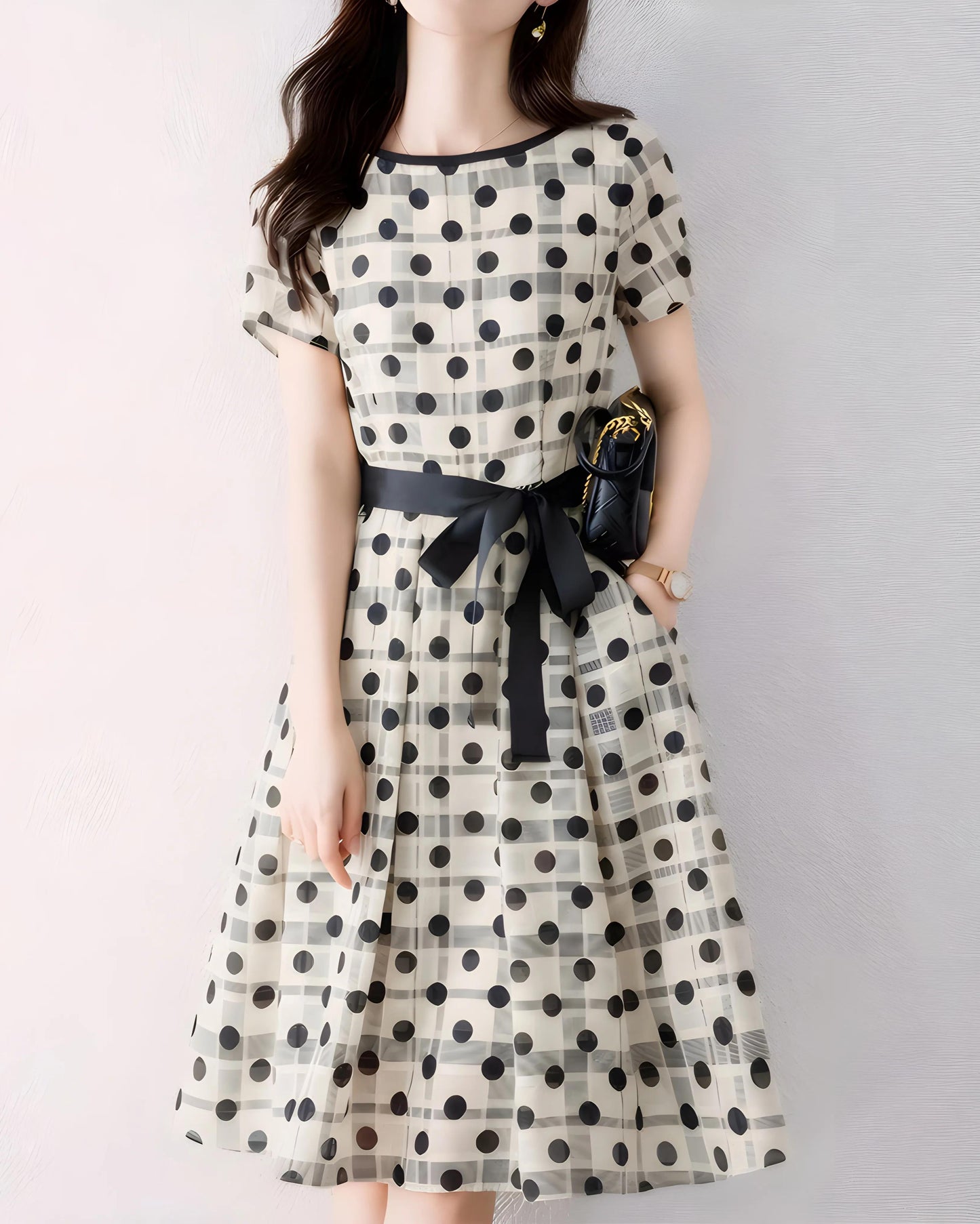 Noelle Sheer Dot Flare Dress