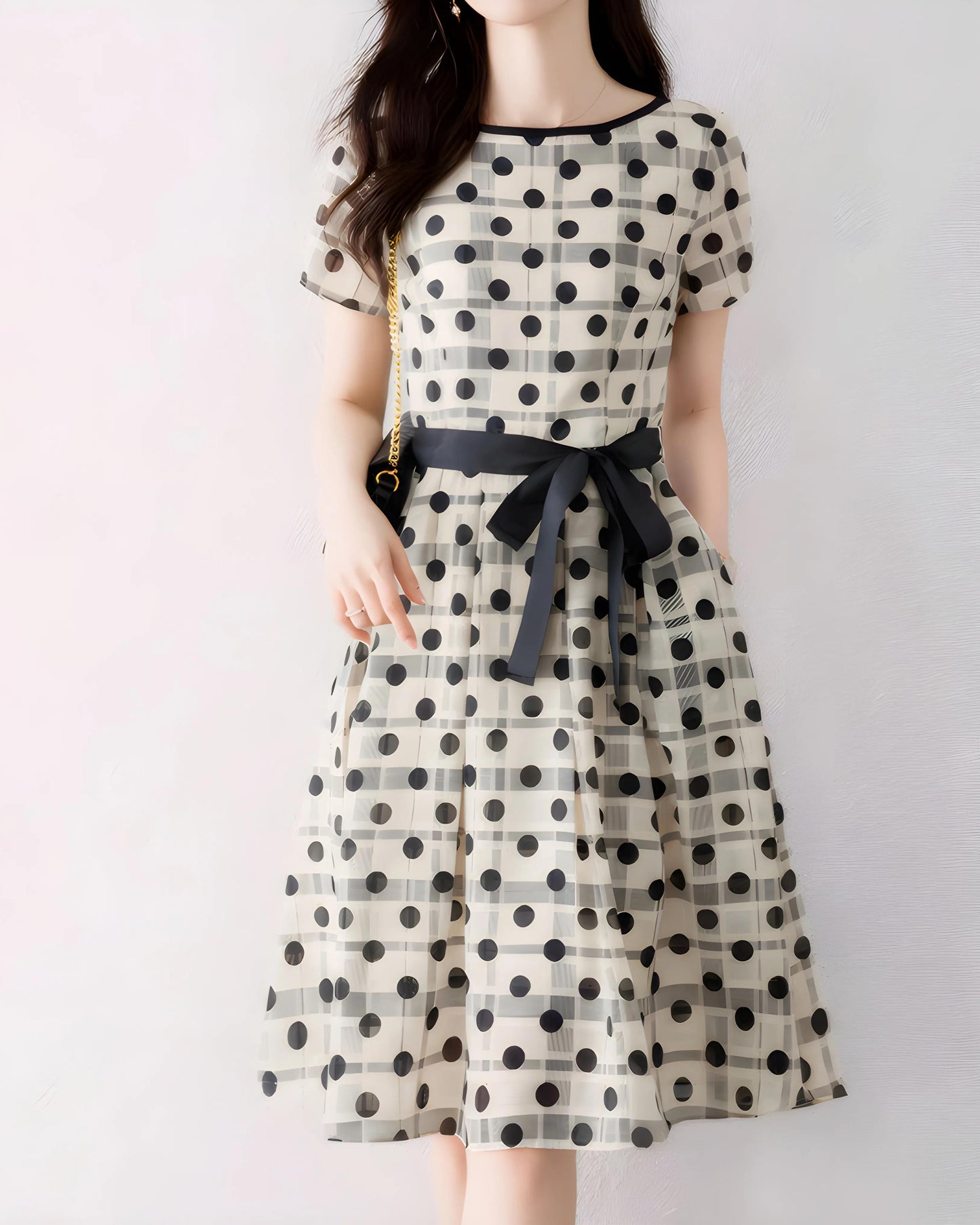 Noelle Sheer Dot Flare Dress