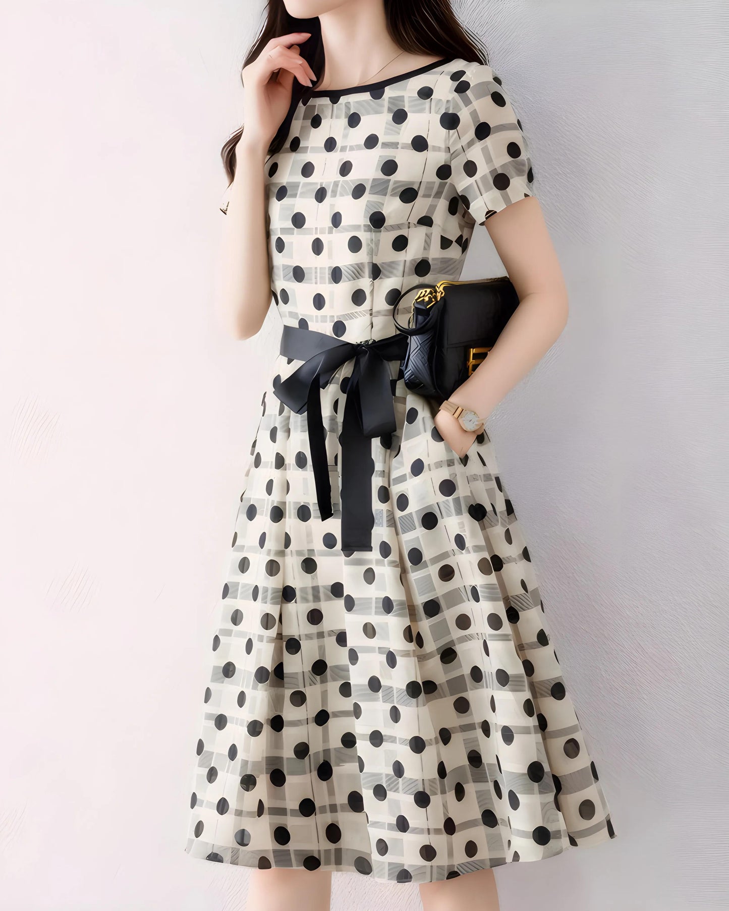 Noelle Sheer Dot Flare Dress