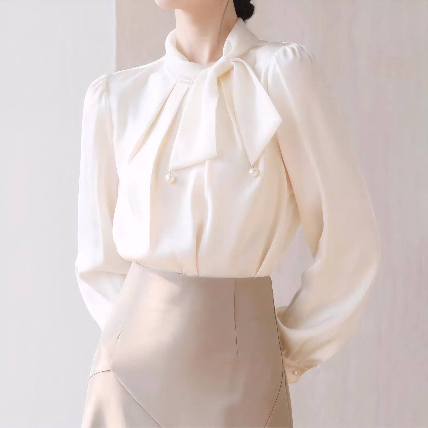 Blush Tie Pearl Blouse