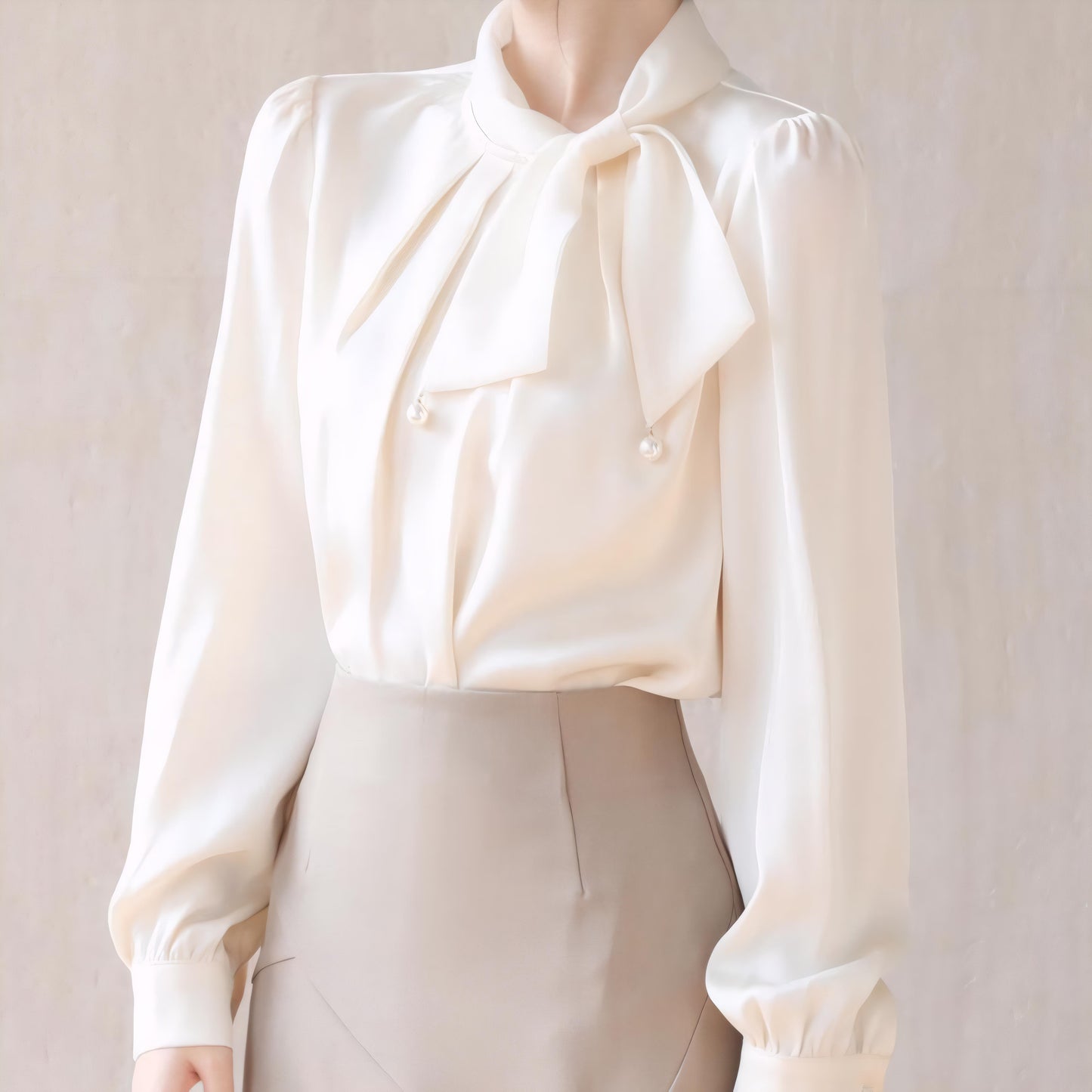 Blush Tie Pearl Blouse