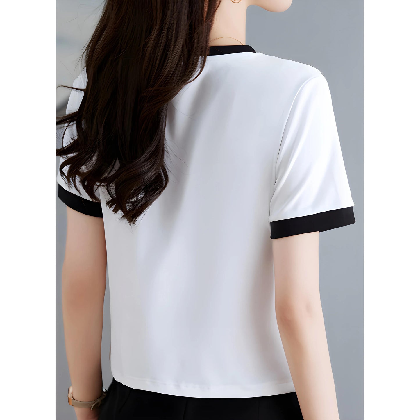 Rosa Contrast Trim Cotton T-Shirt