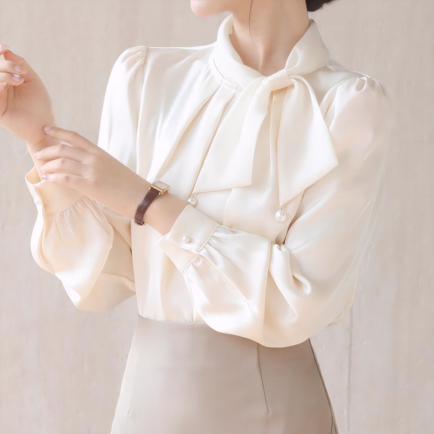 Blush Tie Pearl Blouse