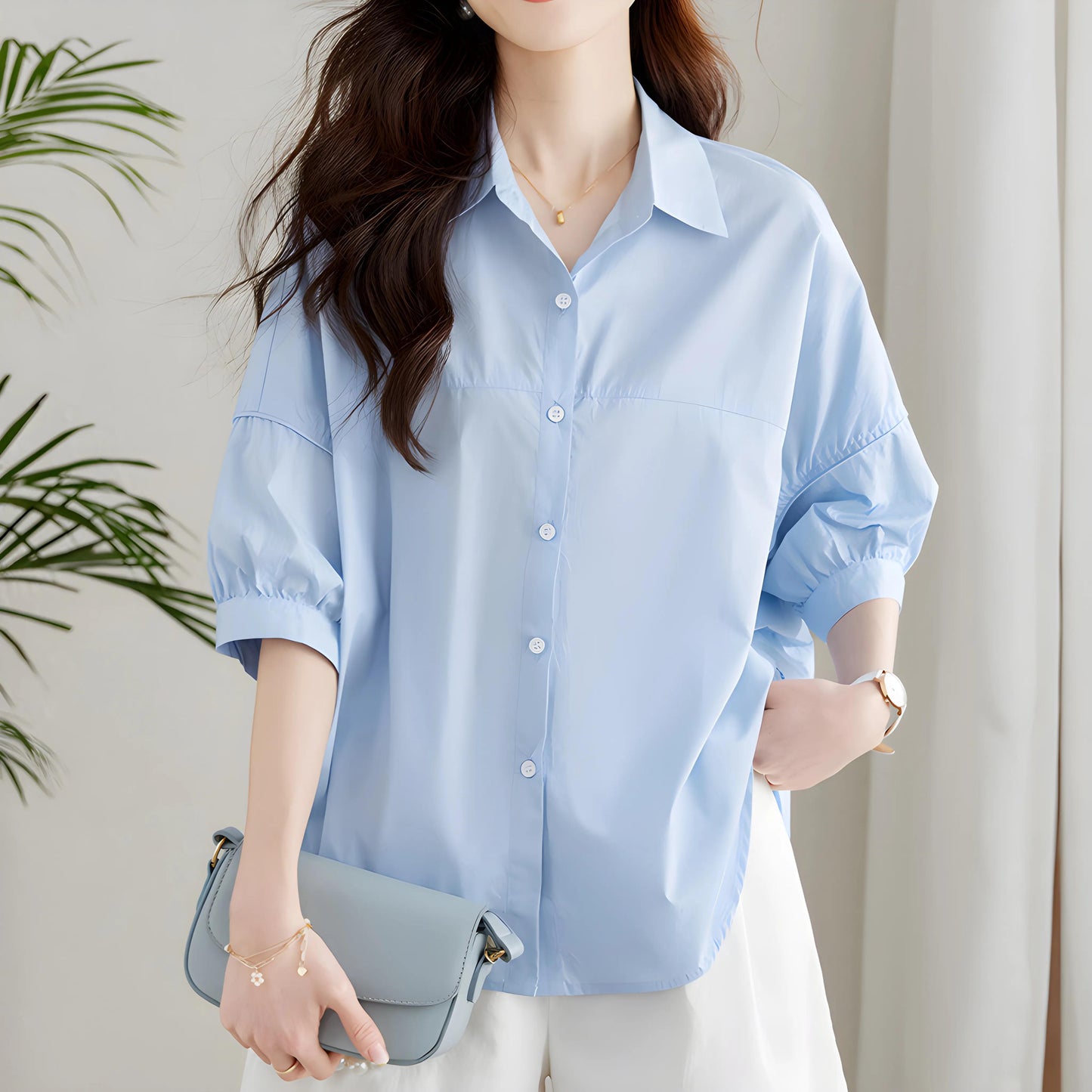 Elva Crisp Sleeve Poplin Shirt