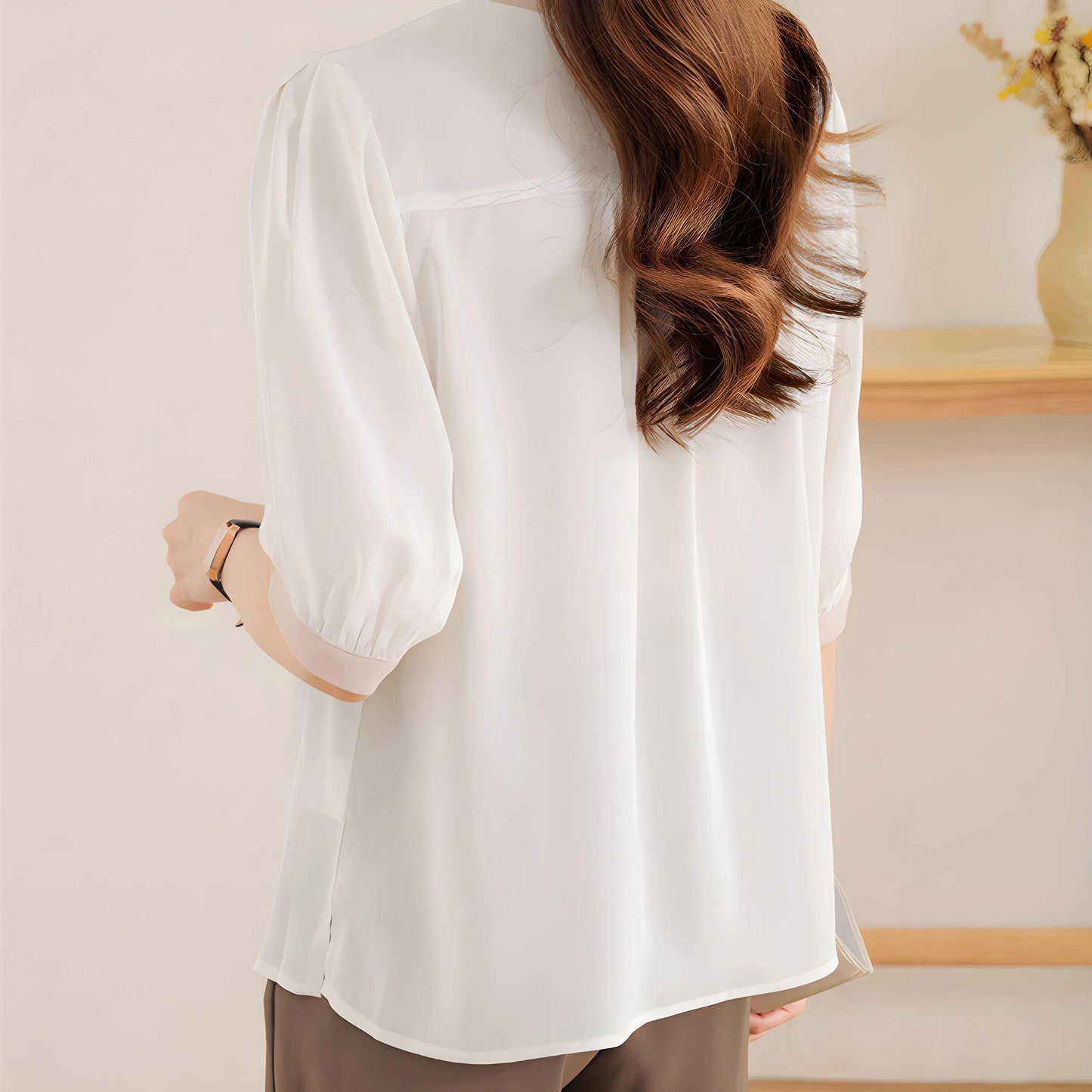 Vera Ease Pearl Trim Blouse
