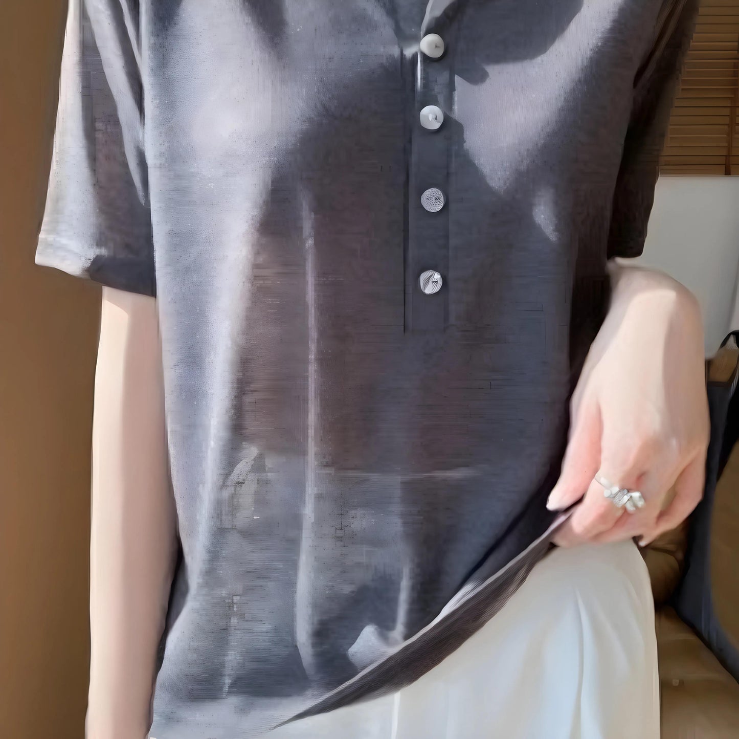 Aline Shell Button T-Shirt