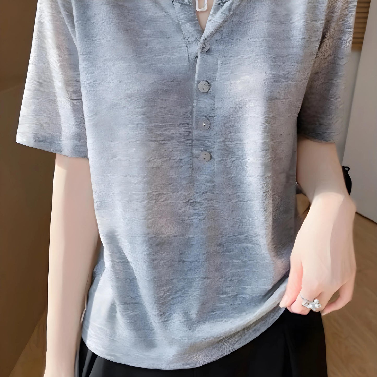 Aline Shell Button T-Shirt