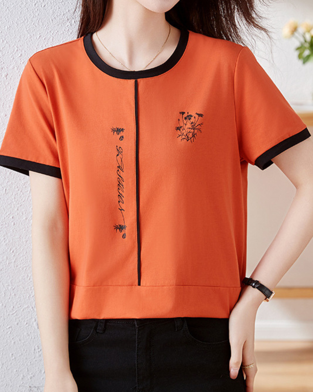 Elora Bloom Line Cotton T-Shirt