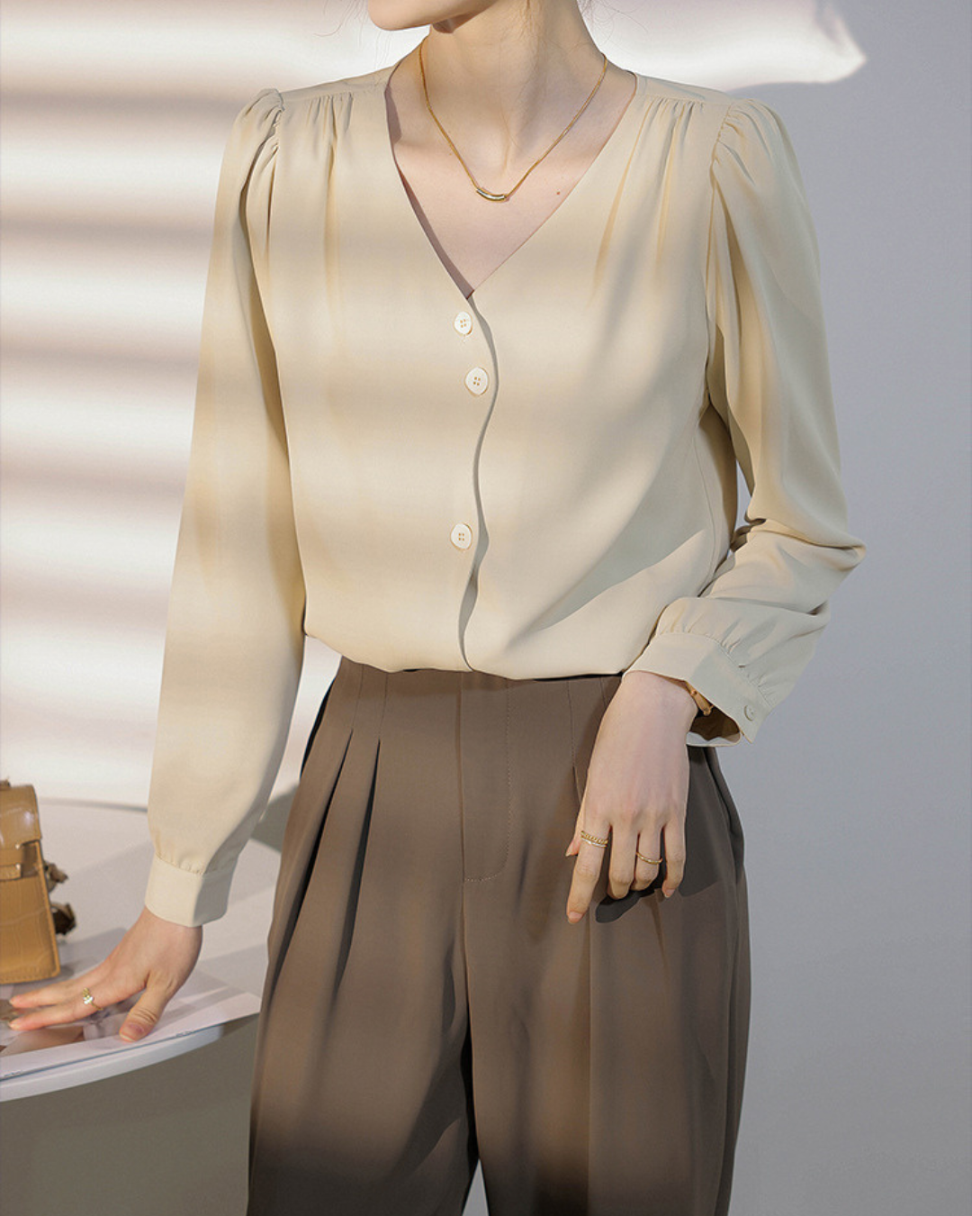 Mira Ease Wave Button Blouse