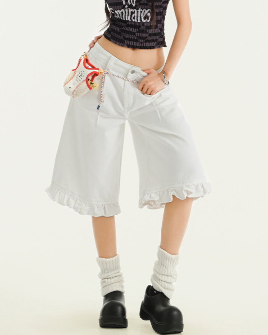 Fiora Edge Ruffle Denim Shorts