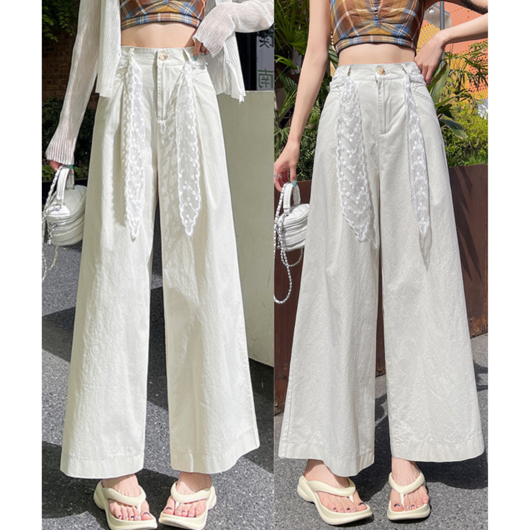 Liora Lace Bow Cotton Trousers