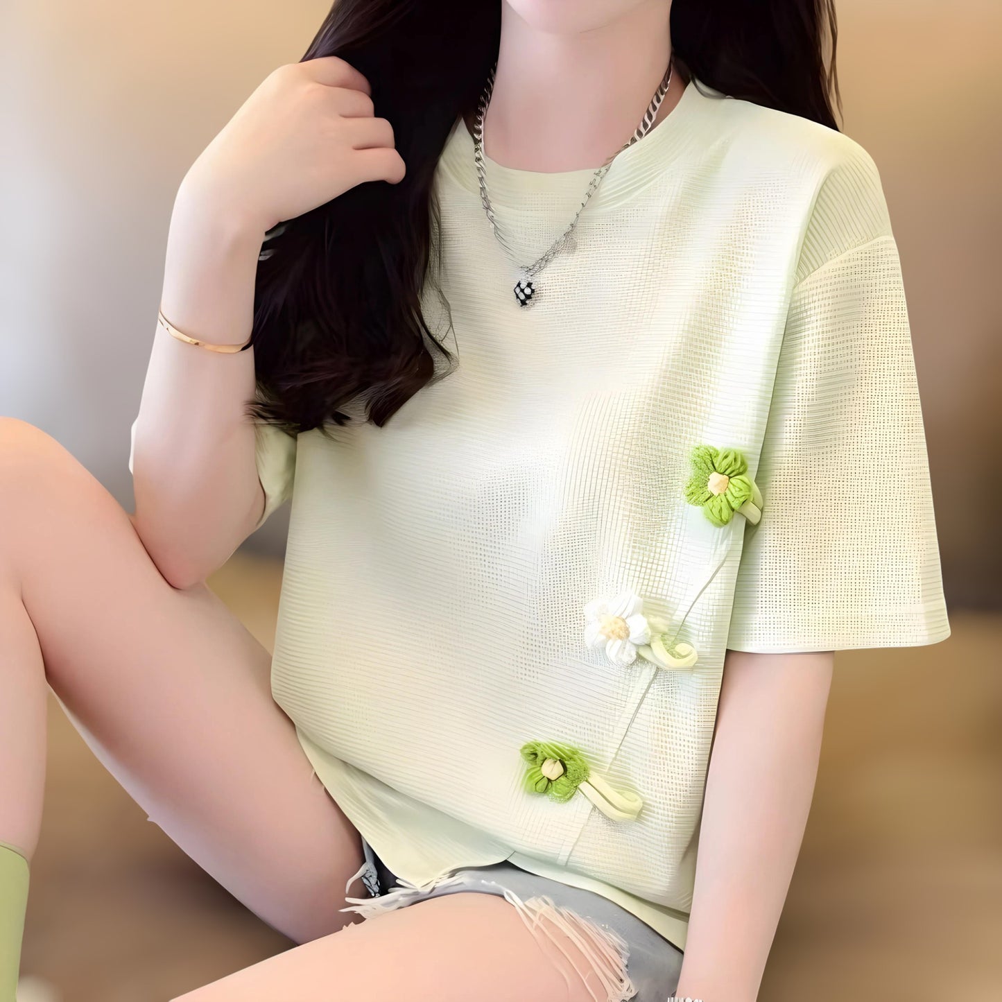 Daisy Knot Side Waffle T-Shirt