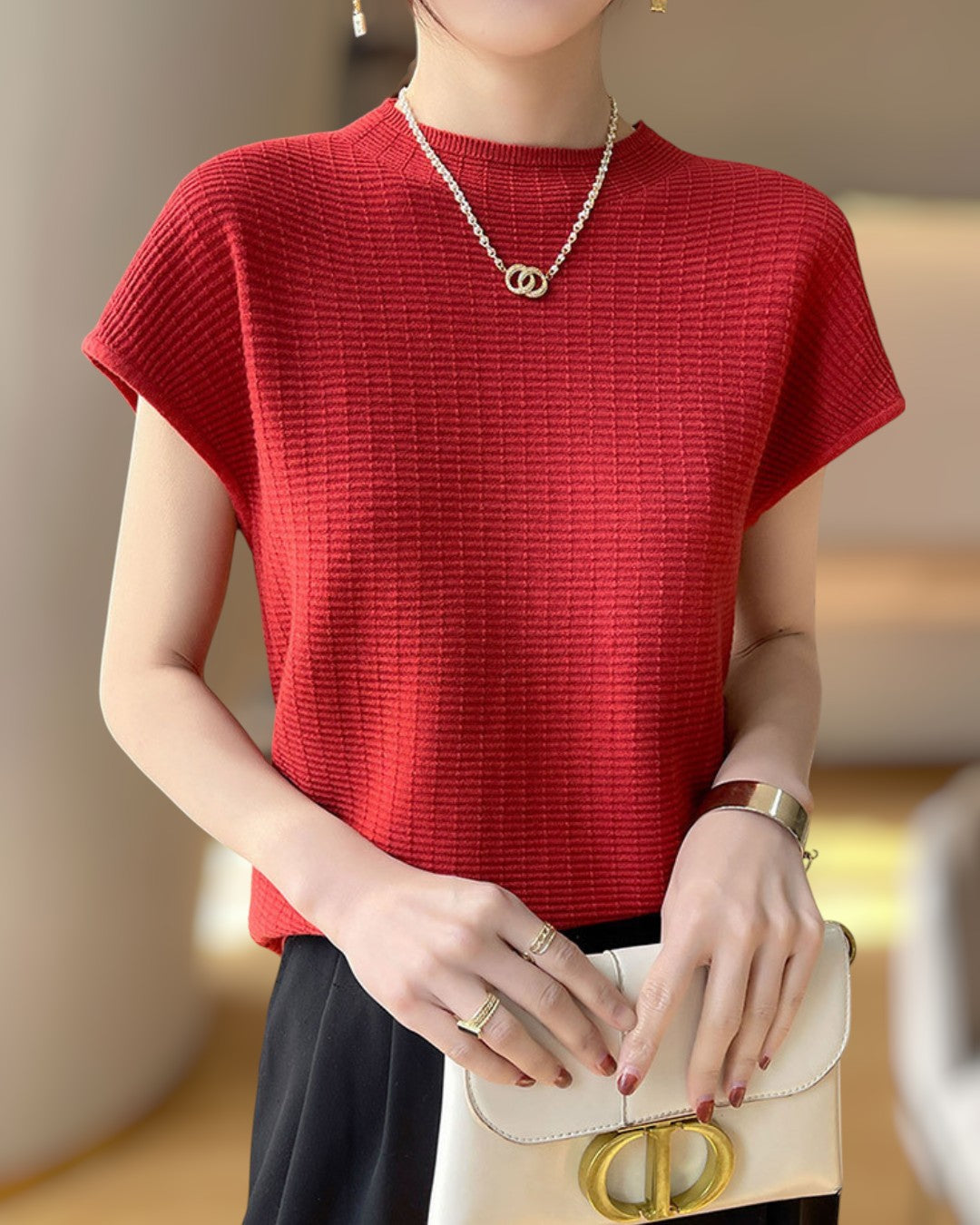 Lena Calm Ribbed Knit Tee