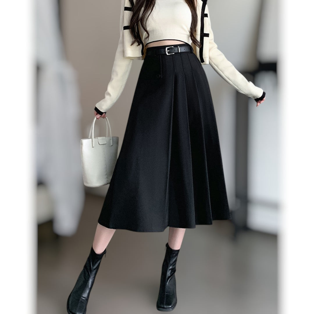 Vera Soft Pleat Belted Skirt