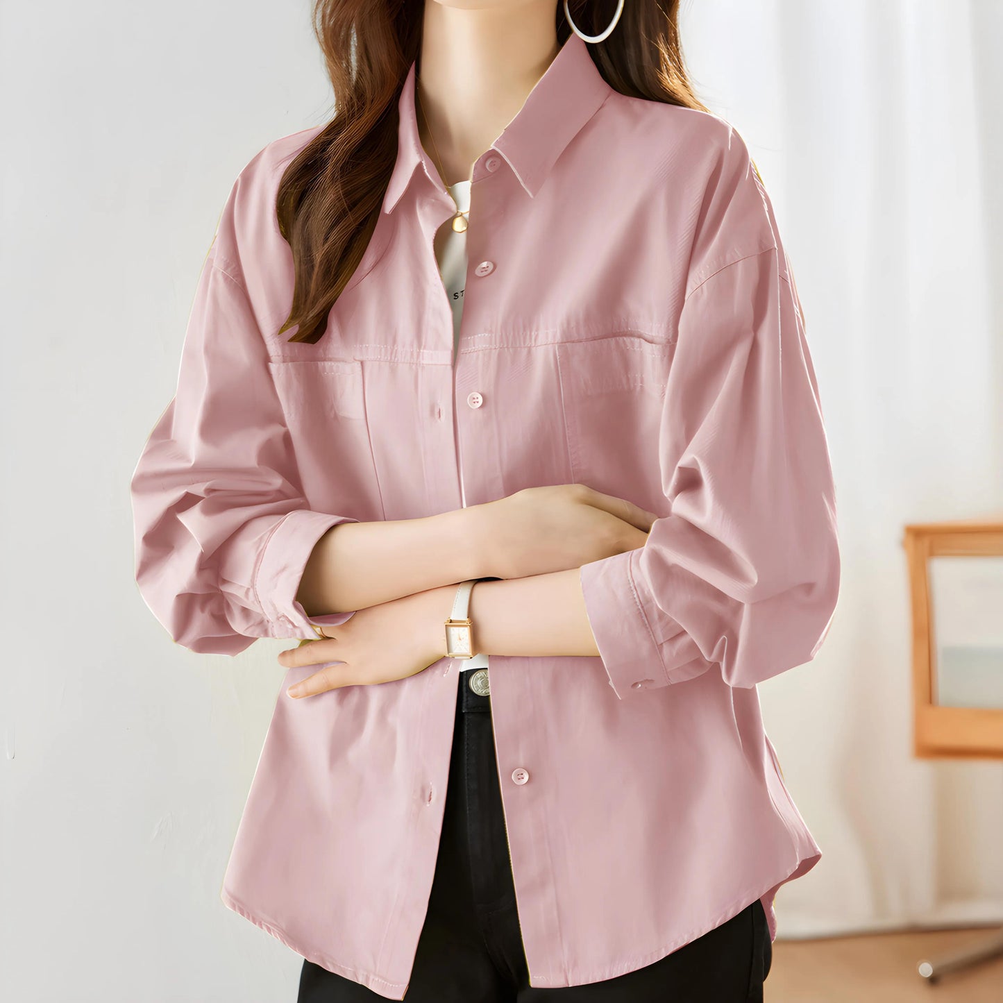 Lina Flow Cotton Pocket Shirt