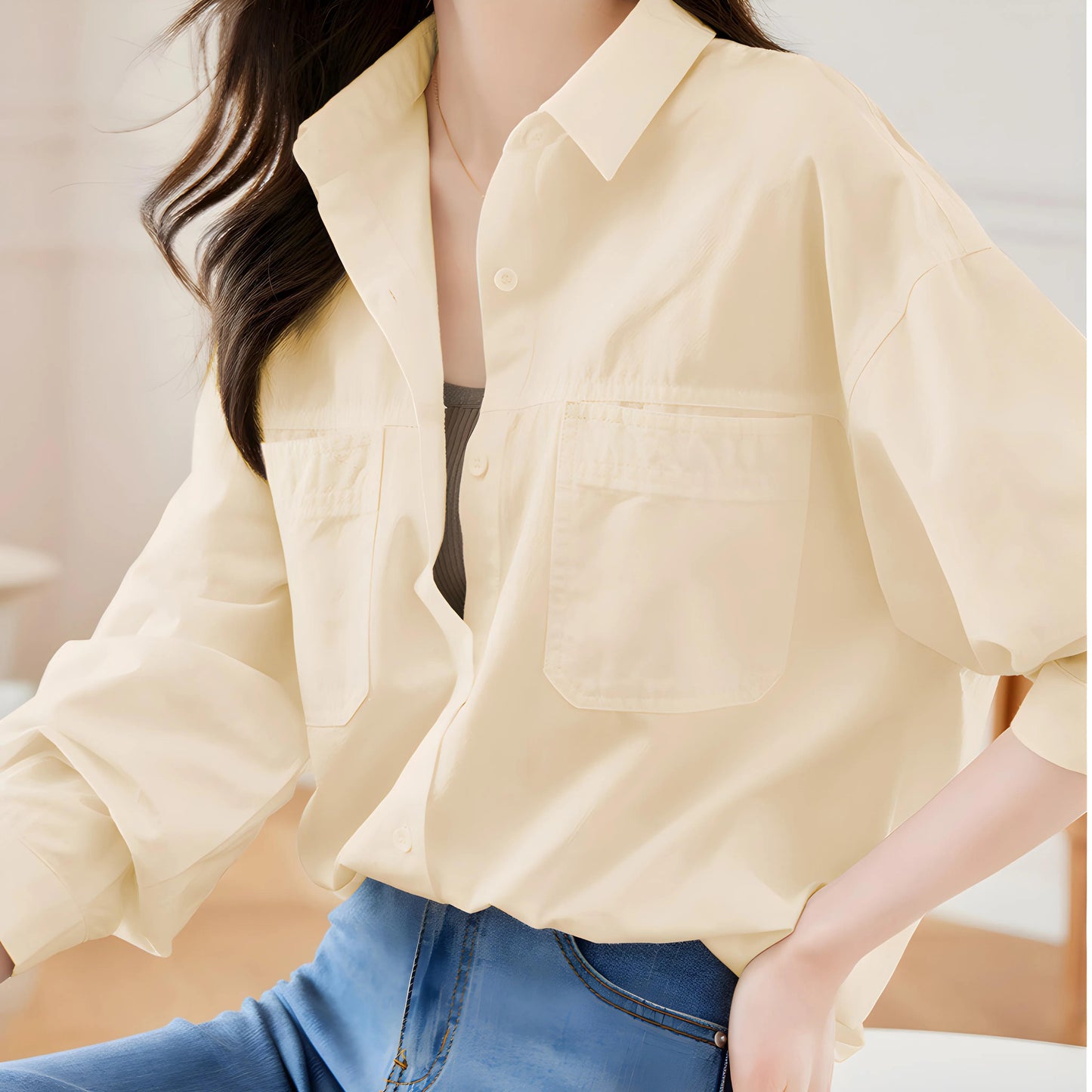 Lina Flow Cotton Pocket Shirt