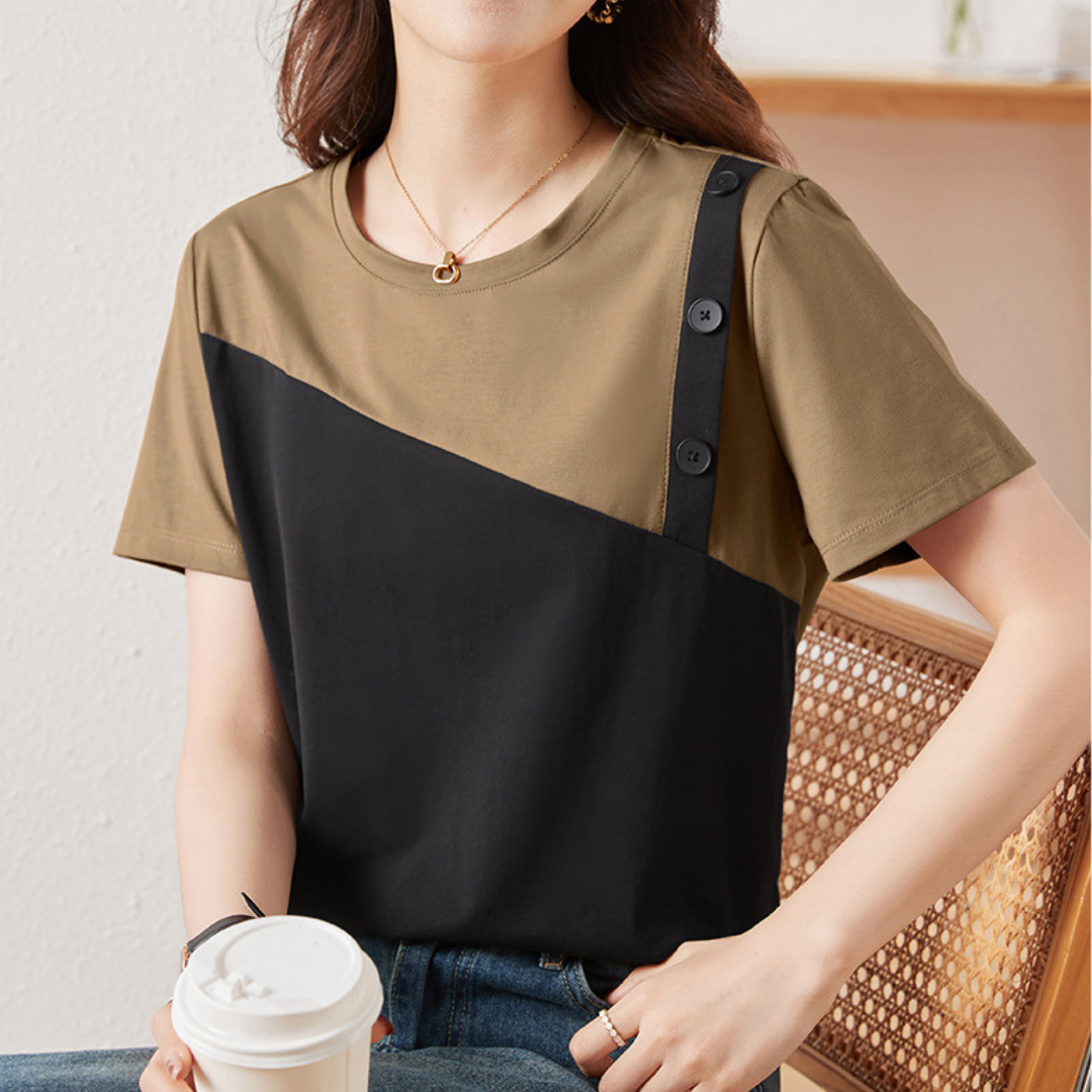 Mira Diagonal Button T-Shirt