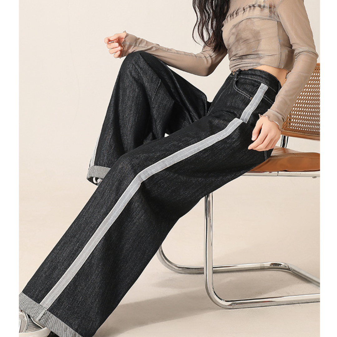 Freya Contrast Line Denim Trousers