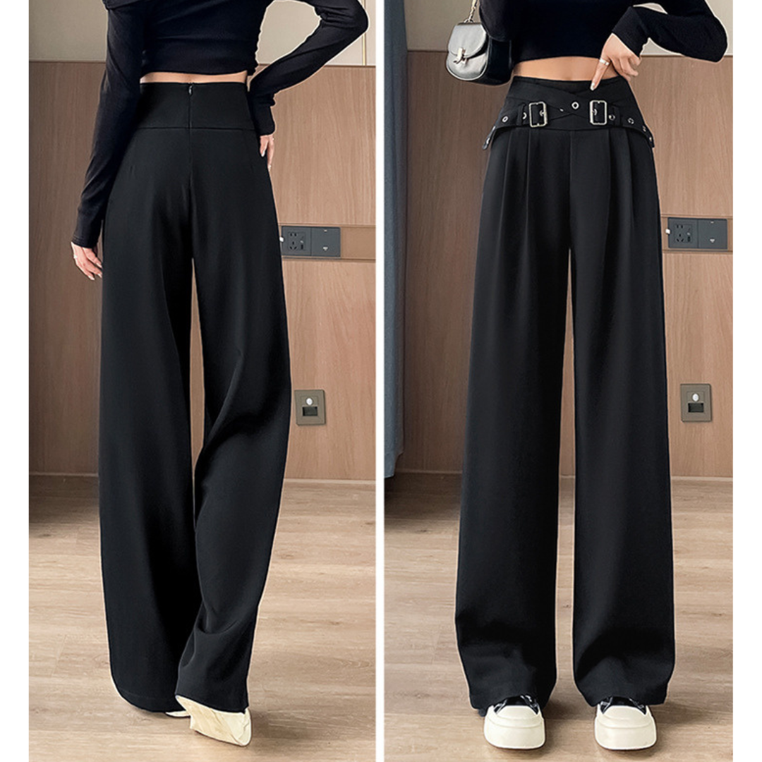 Arden Buckle Waist Wide Trousers