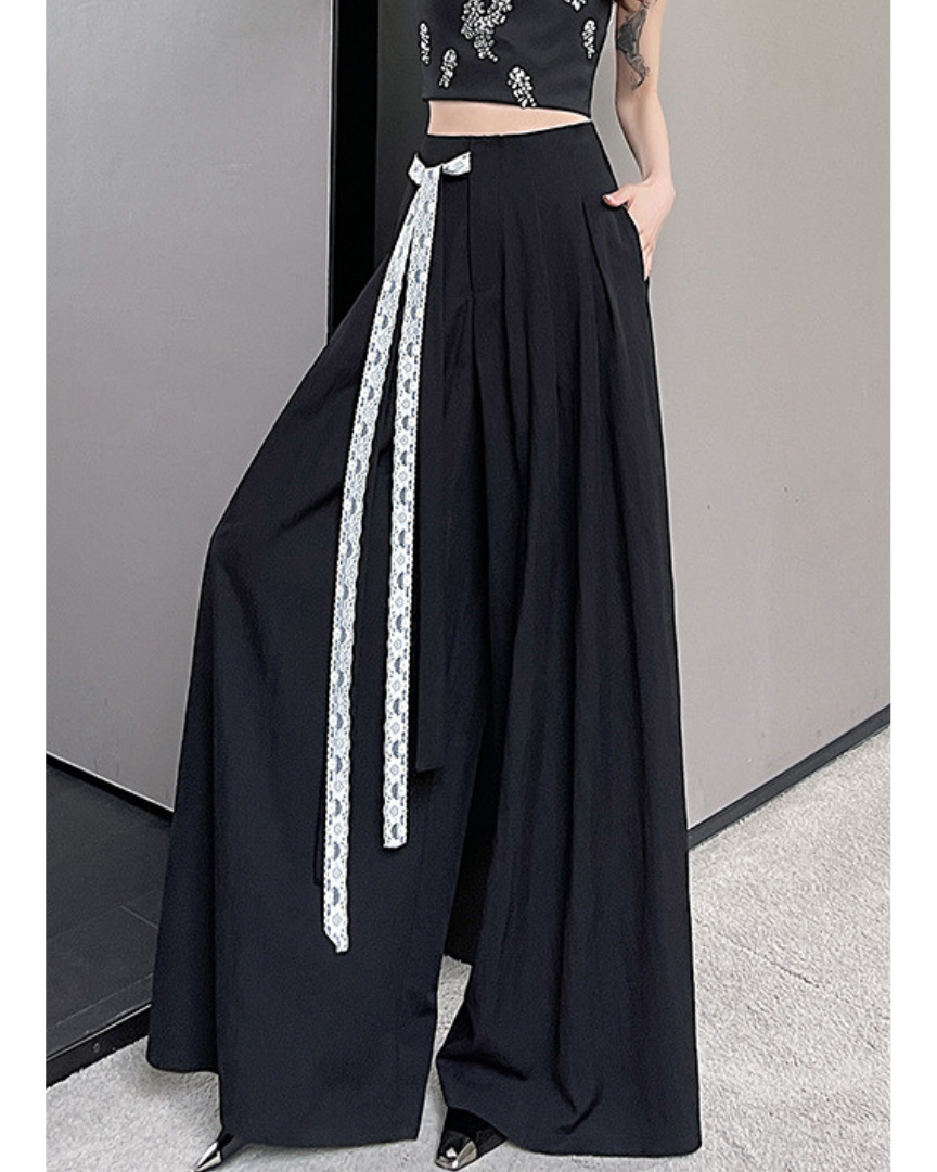 Mira Lace Tie Wide Trousers