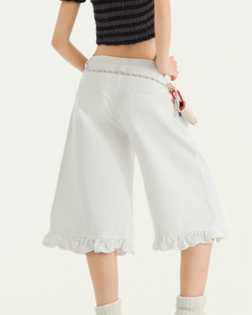 Fiora Edge Ruffle Denim Shorts