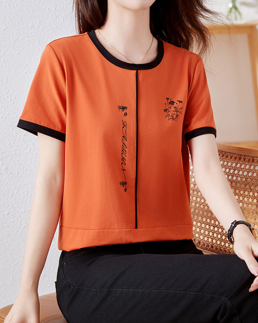 Elora Bloom Line Cotton T-Shirt