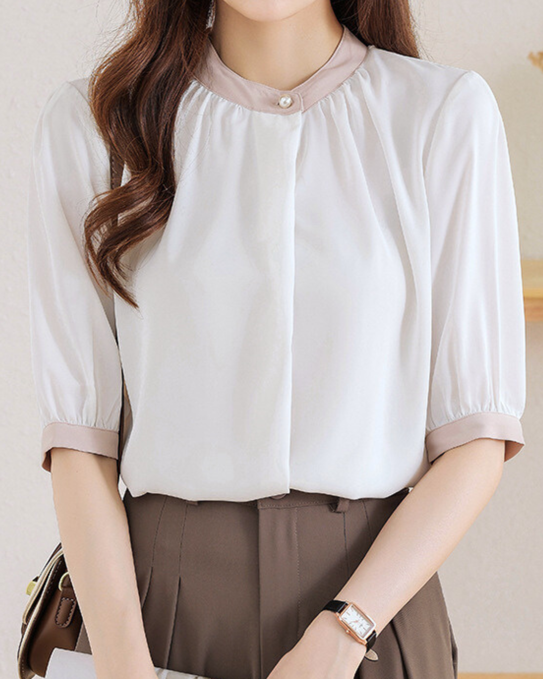 Vera Ease Pearl Trim Blouse