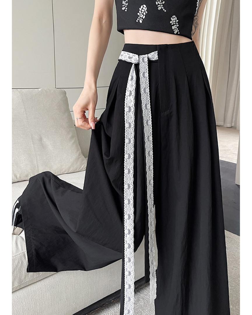 Mira Lace Tie Wide Trousers