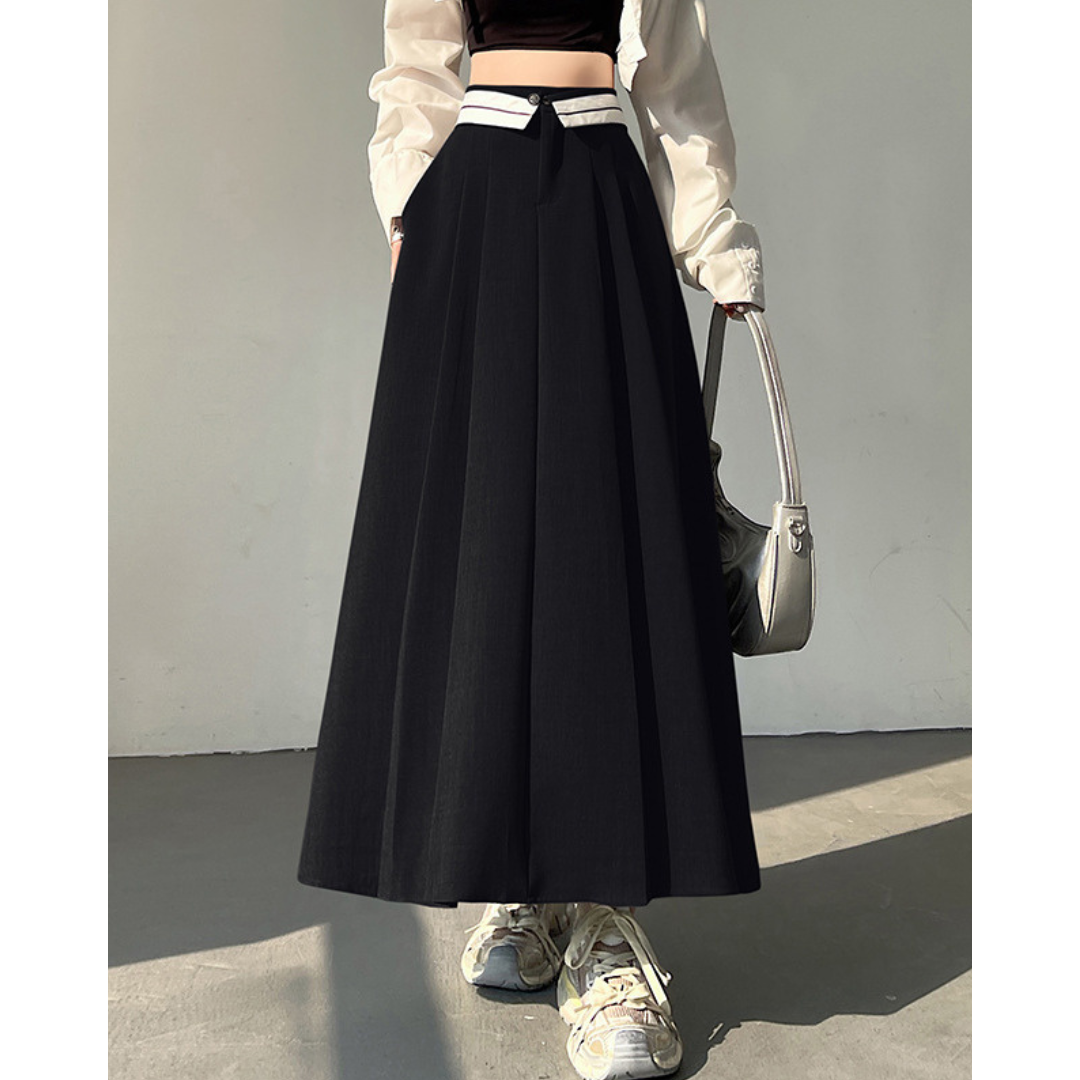 Faye Contrast Waist Flare Skirt