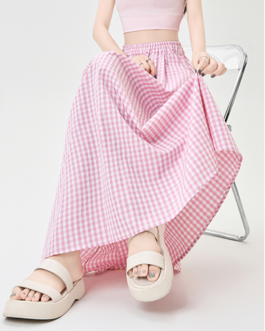 Mira Gingham Ease Maxi Skirt