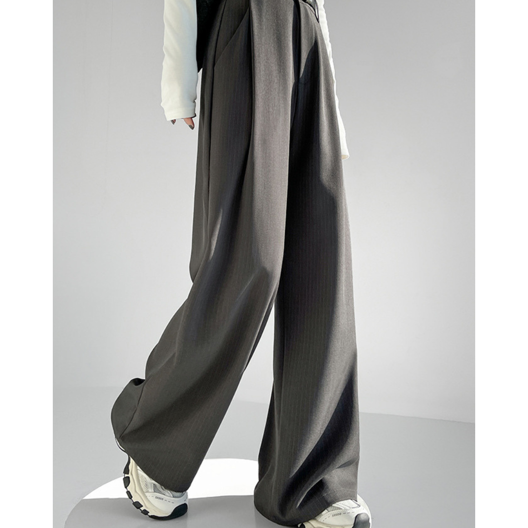 Amira Pinstripe Belted Trousers