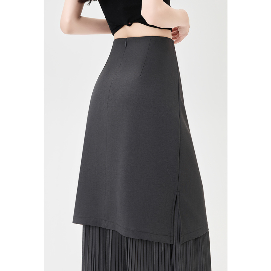 Mina Pleat Layer Midi Skirt