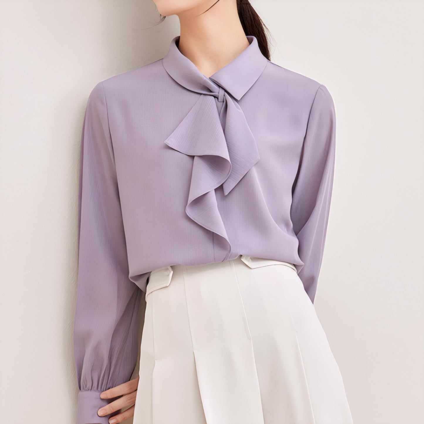 Lilac Bow Soft Blouse