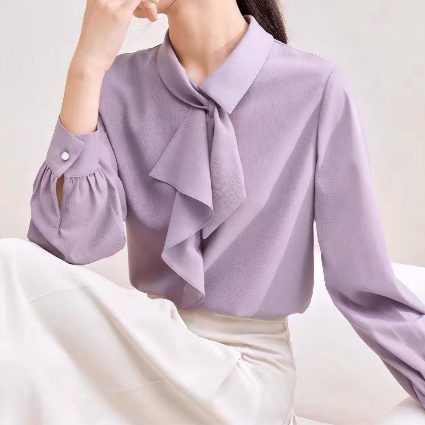 Lilac Bow Soft Blouse
