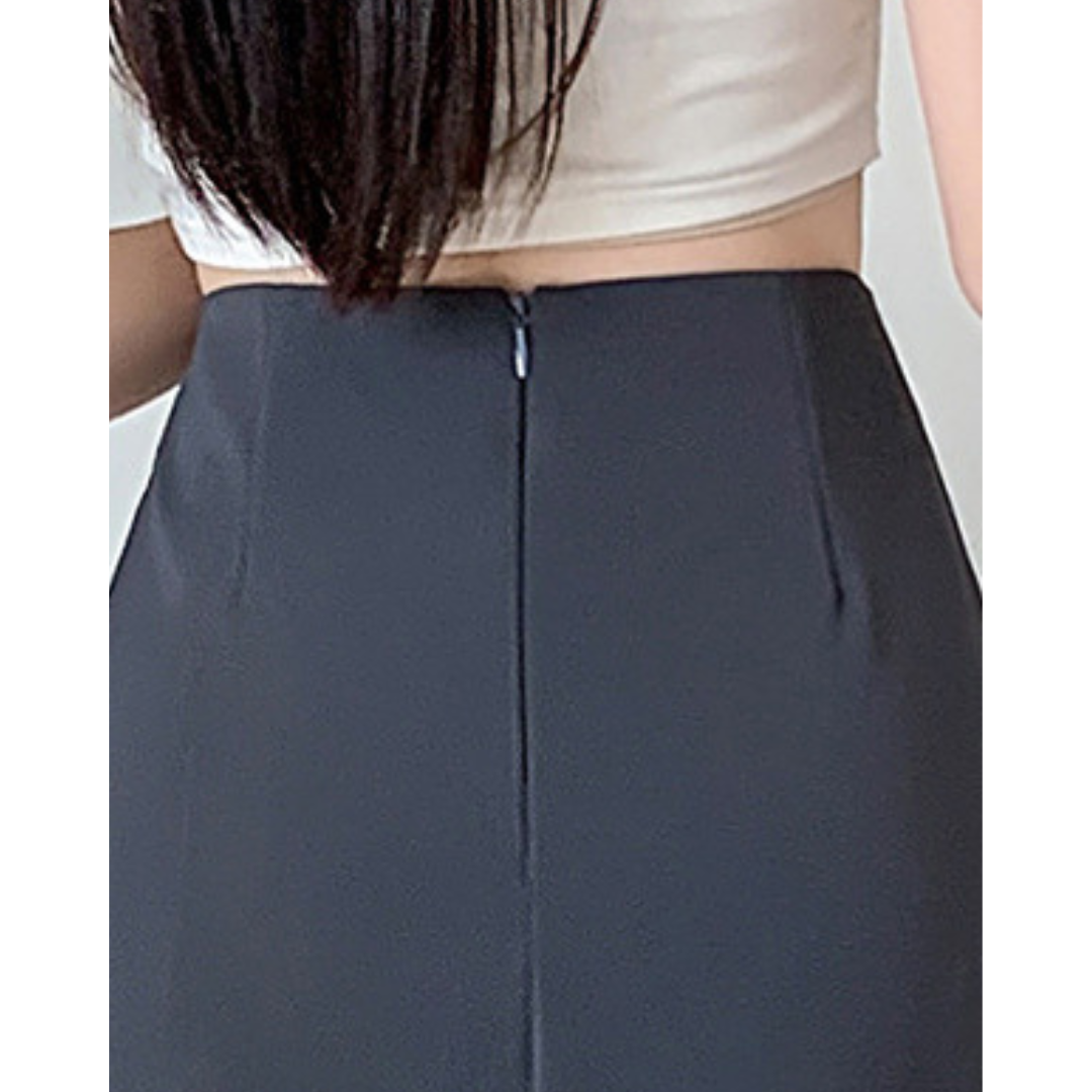 Lena Gathered Curve Midi Skirt