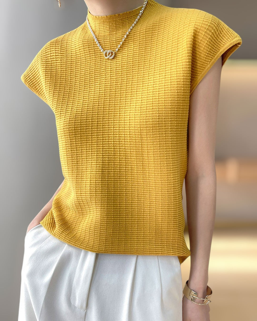 Lena Calm Ribbed Knit Tee