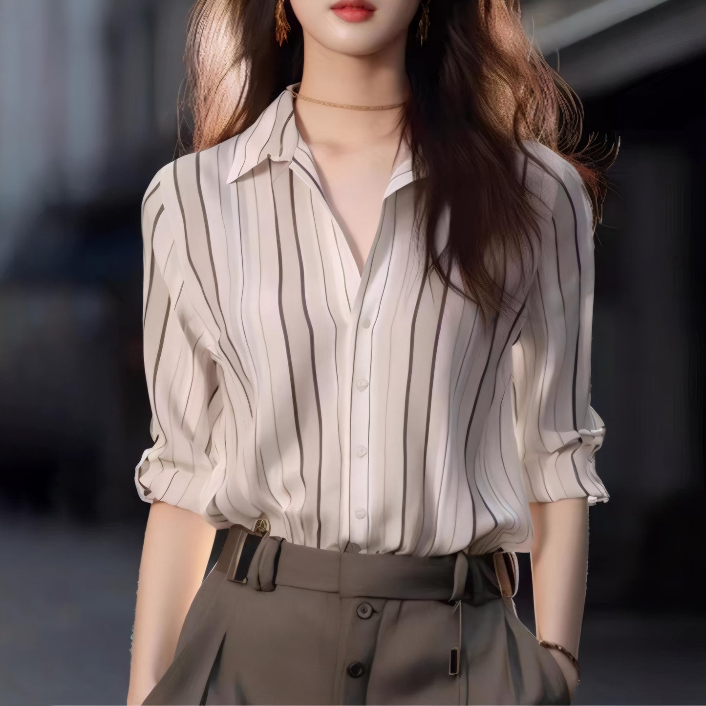 Celeste Calm Stripe Drape Shirt