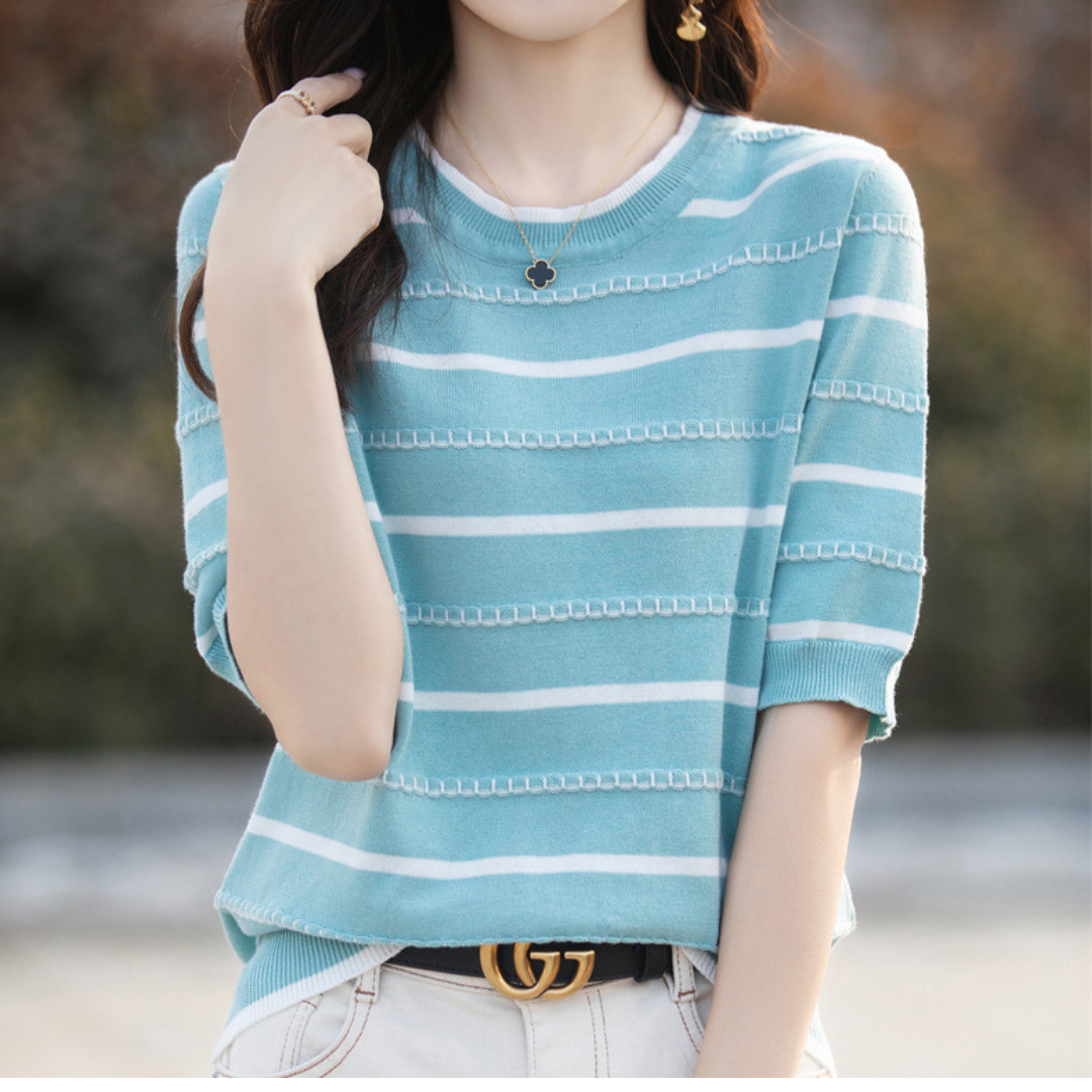 Celine Stitch Stripe Knit Top
