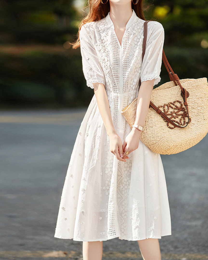 Opaline Bloom Embroidered Dress