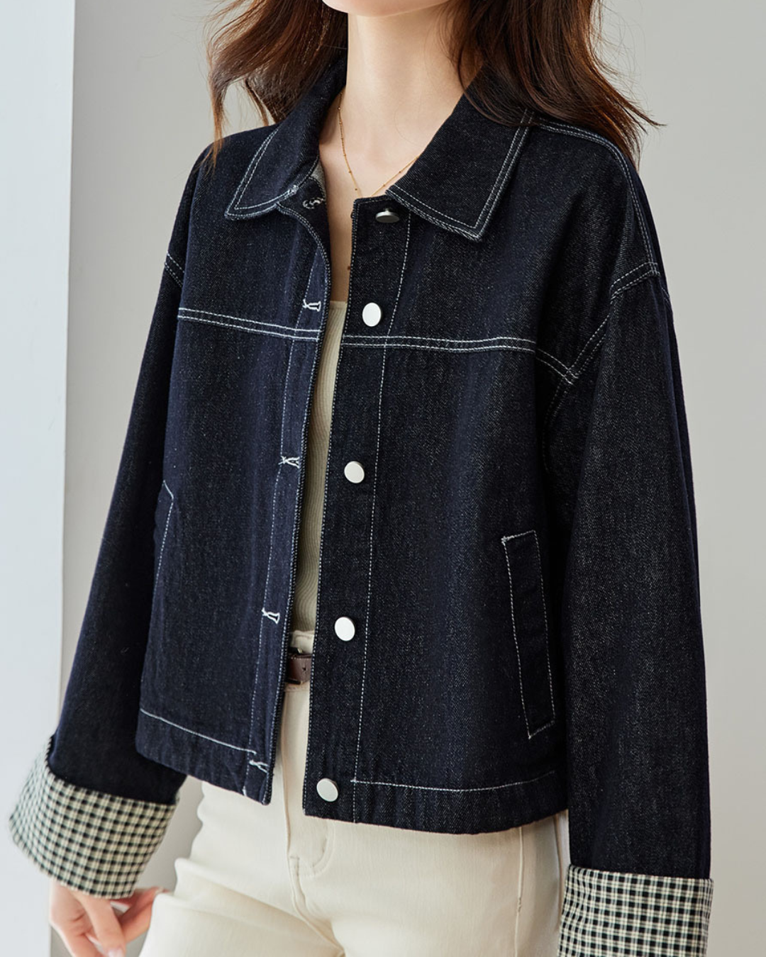 Indigo Check Cuff Jacket