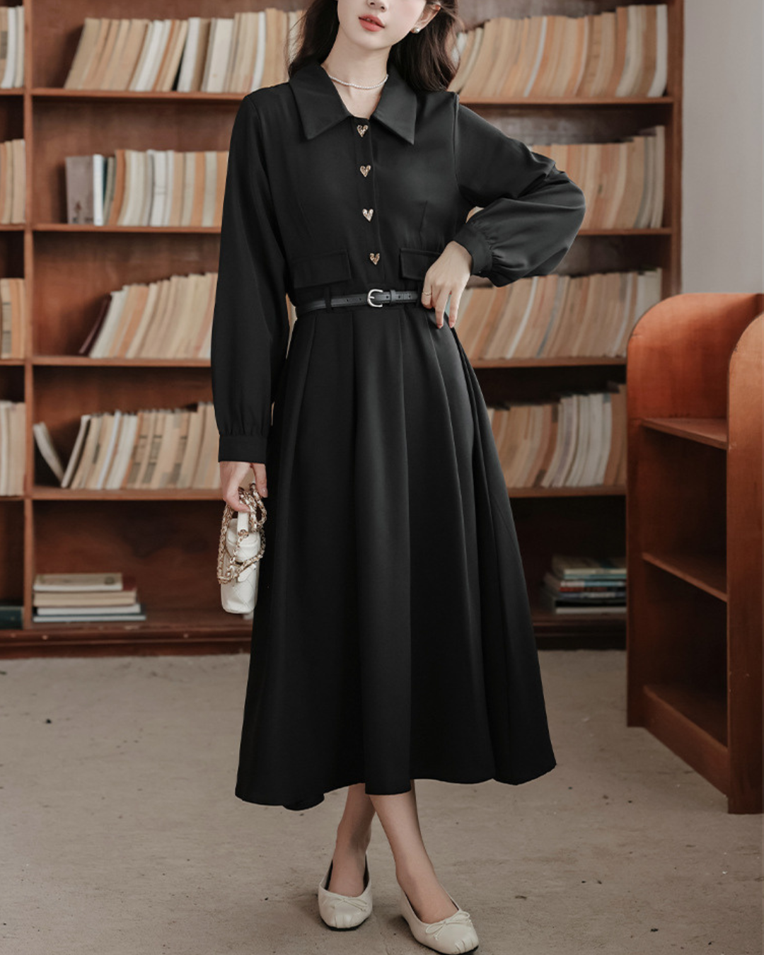 Adele Charm Pleat Midi Dress