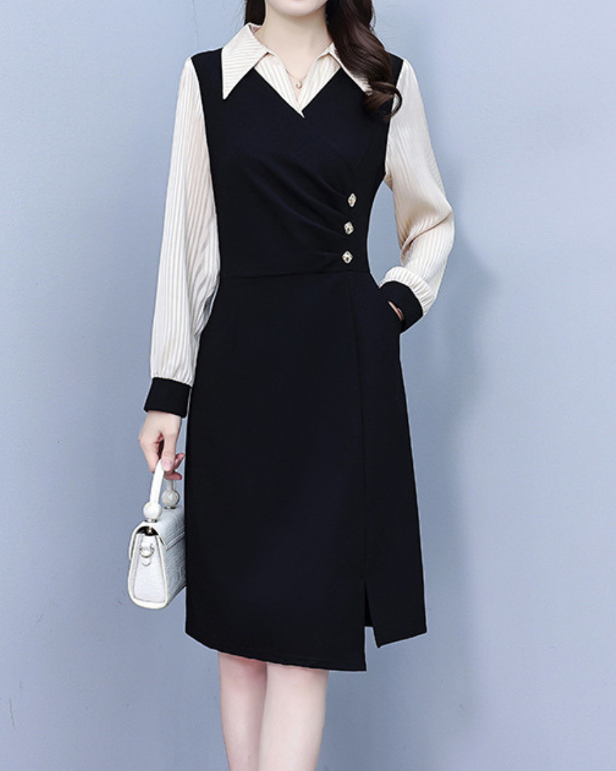 Mira Line Contrast Wrap Dress