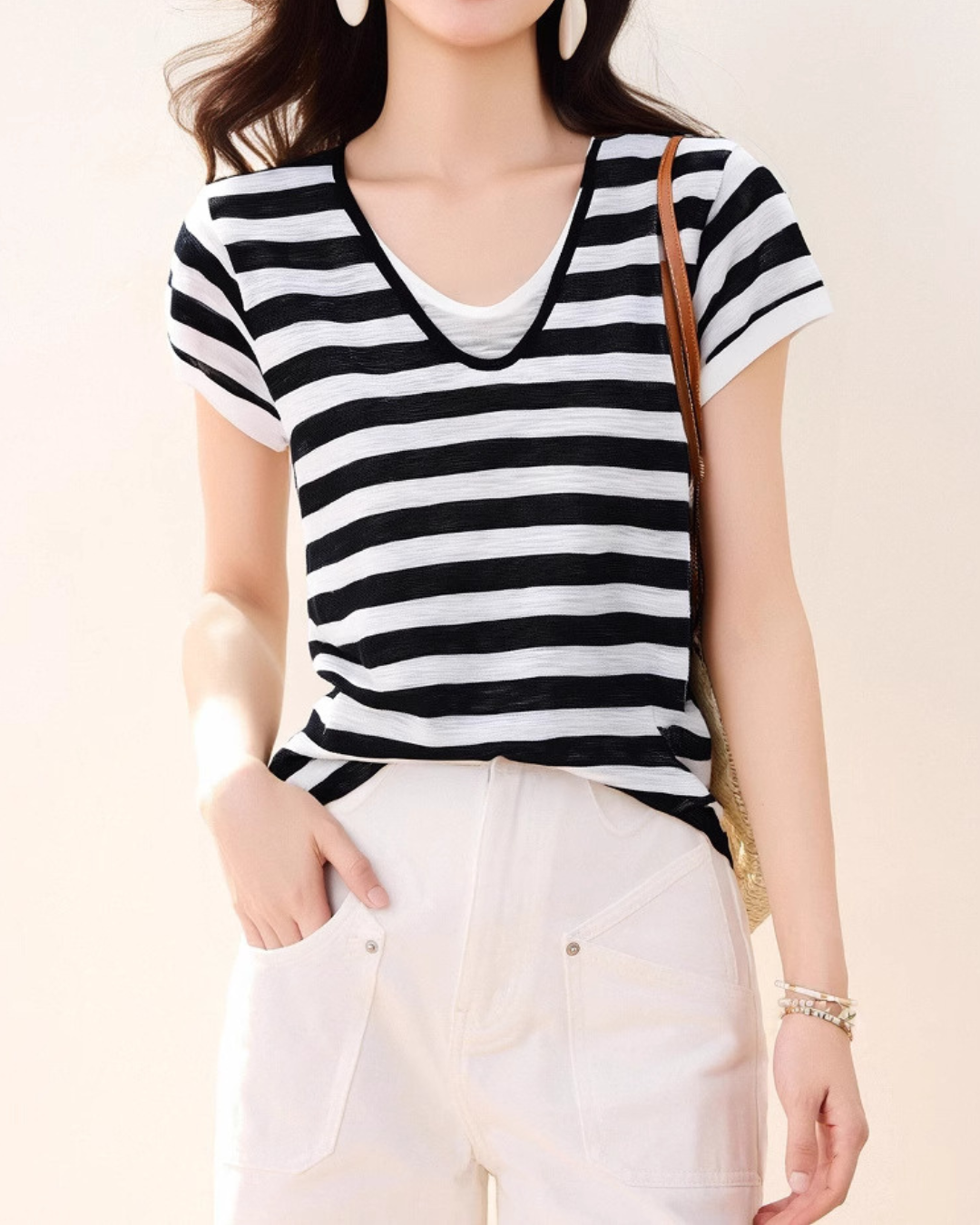 Lyna Stripe Layer Knit T-Shirt