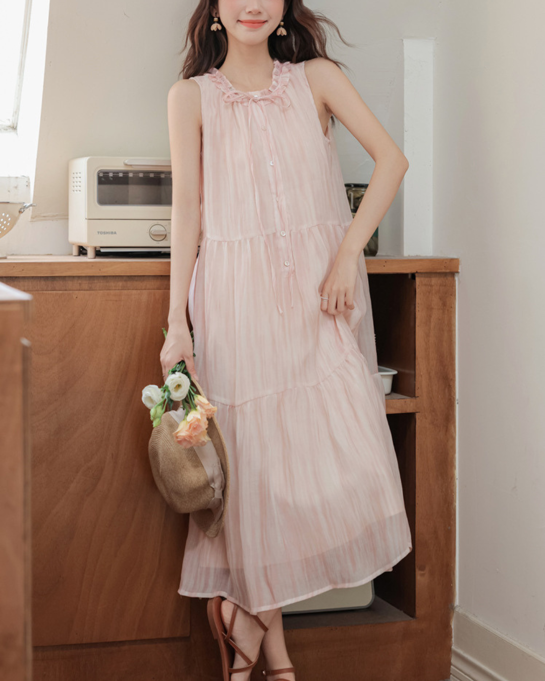 Lora Blush Cloud Tier Dress