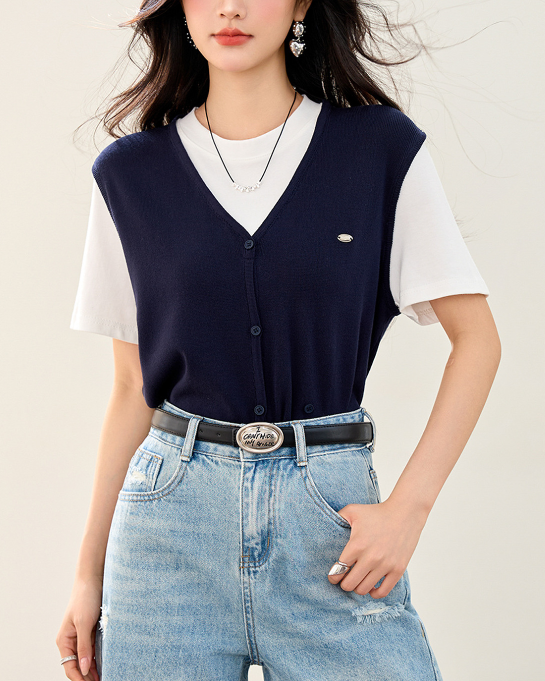 Liora Layered Knit Vest T-Shirt