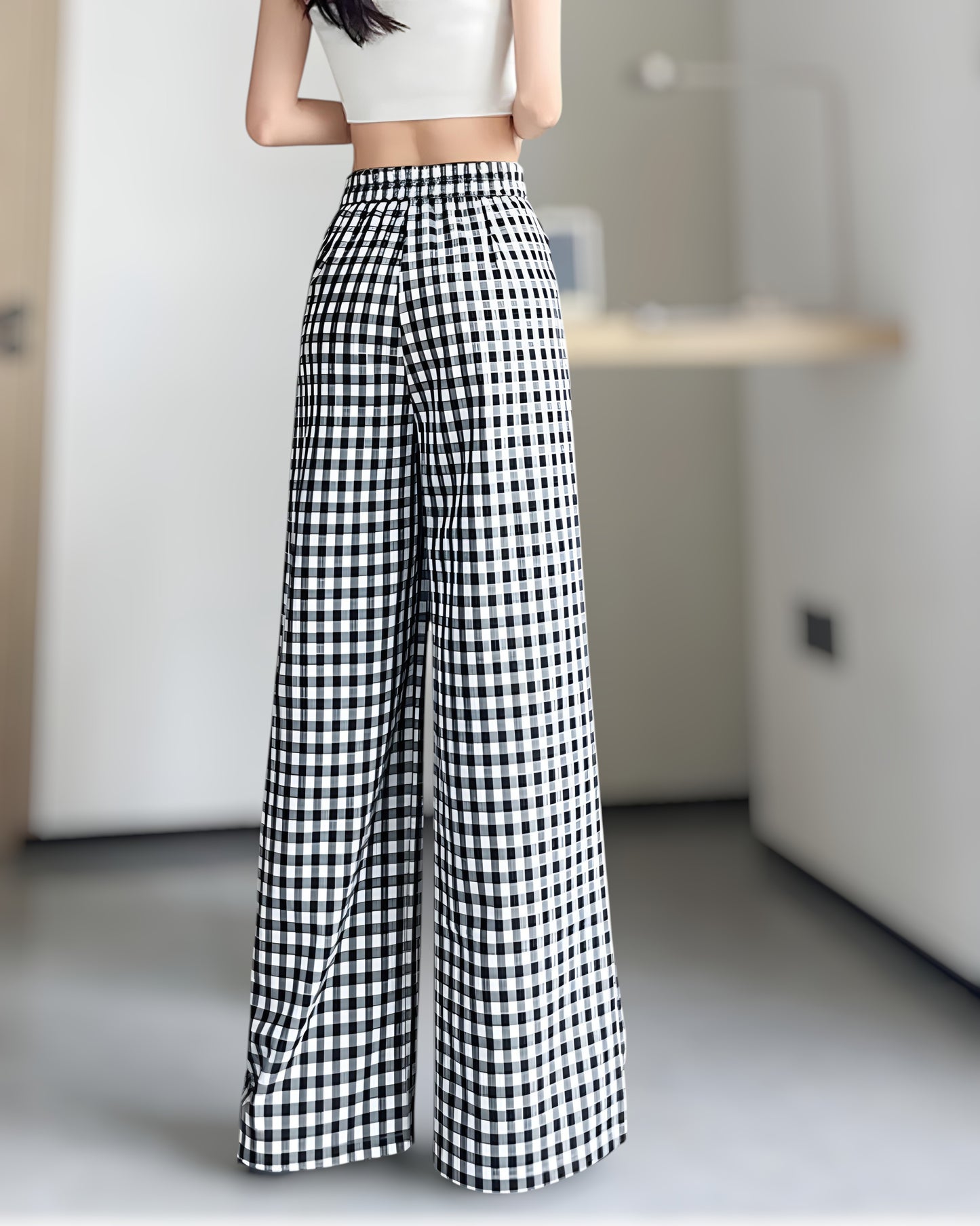 Leora Check Tie Wide Pants